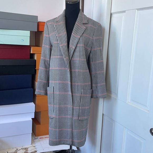 Zara Rare Ecru Tartan Checked Classic Coat Bloggers Favourite. - Picture 7 of 13